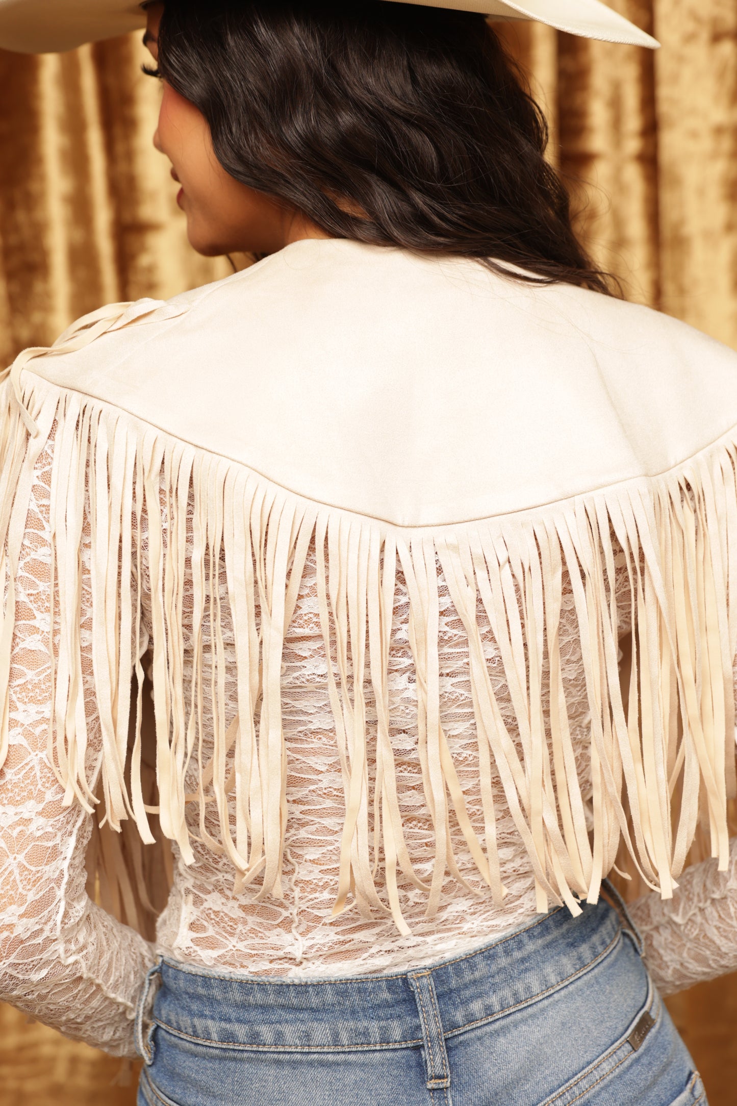 Suede fringe cape