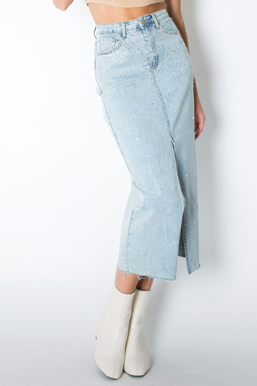 Denim midi skirt