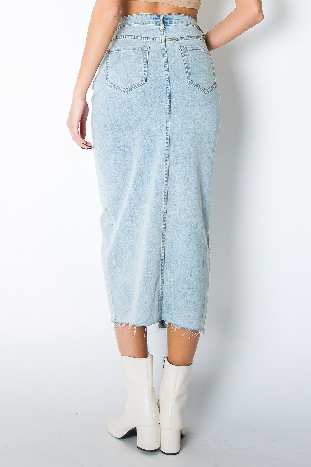 Denim midi skirt