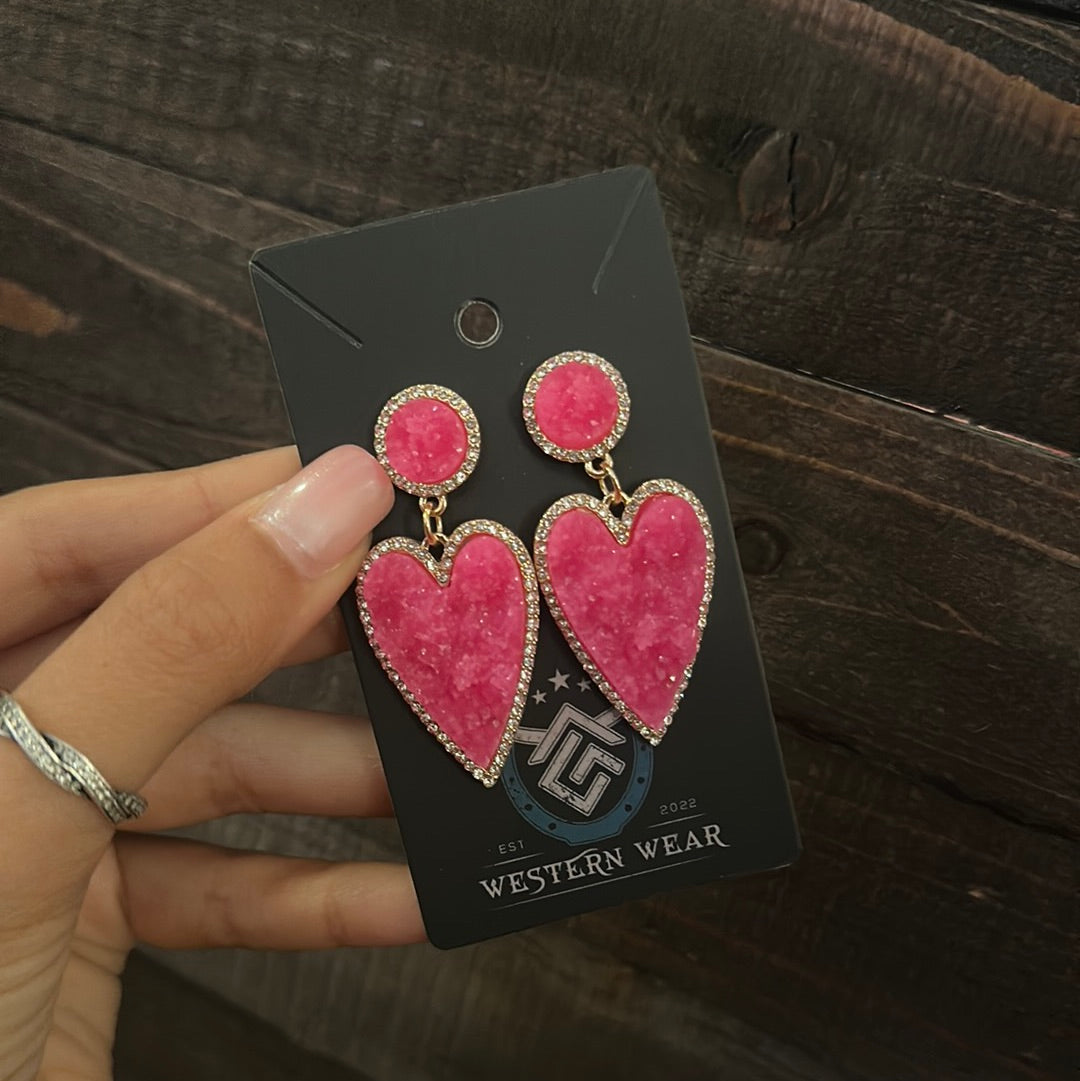 Pink heart earrings